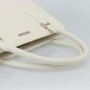 BURBERRY Hand Bag Leather White Silver Auth BA13365-7