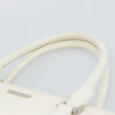 BURBERRY Hand Bag Leather White Silver Auth BA13365-8
