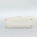 BURBERRY Hand Bag Leather White Silver Auth BA13365-9