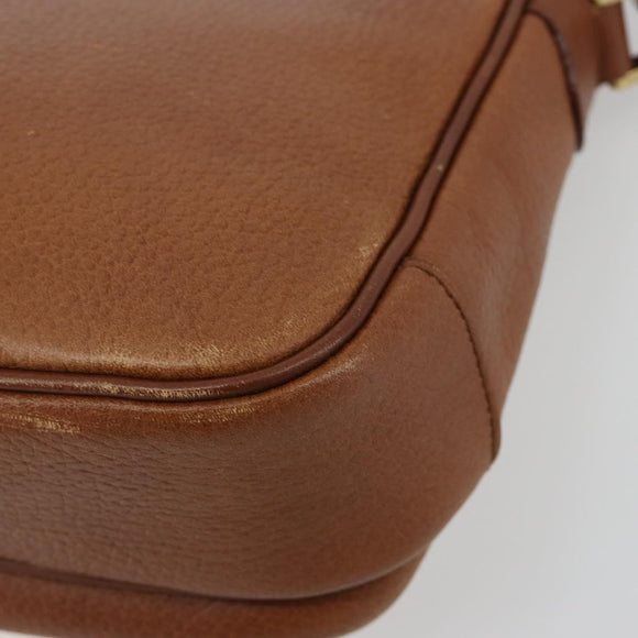 Burberrys Shoulder Bag Leather Brown Gold Auth BA13366