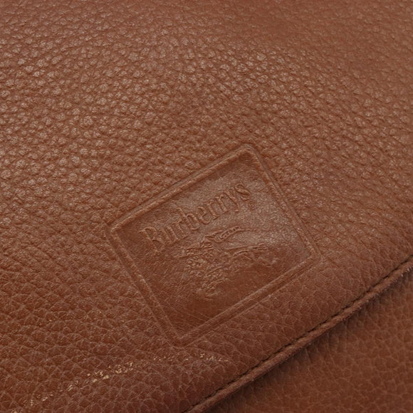 Burberrys Shoulder Bag Leather Brown Gold Auth BA13366