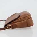 Burberrys Shoulder Bag Leather Brown Gold Auth BA13366-4