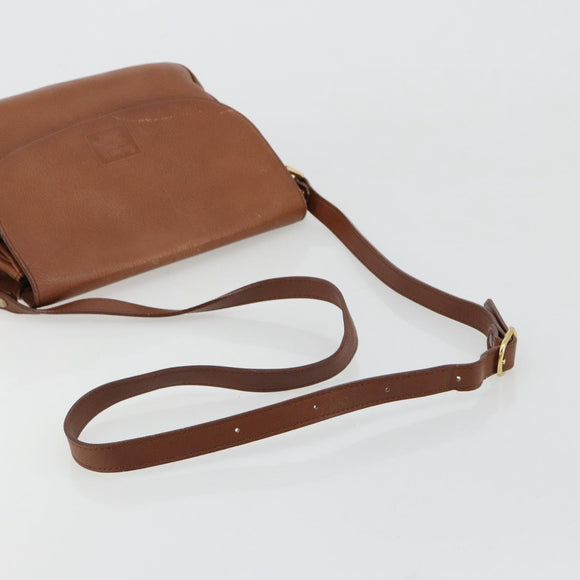Burberrys Shoulder Bag Leather Brown Gold Auth BA13366