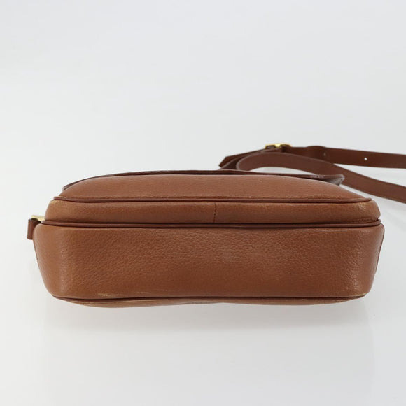 Burberrys Shoulder Bag Leather Brown Gold Auth BA13366