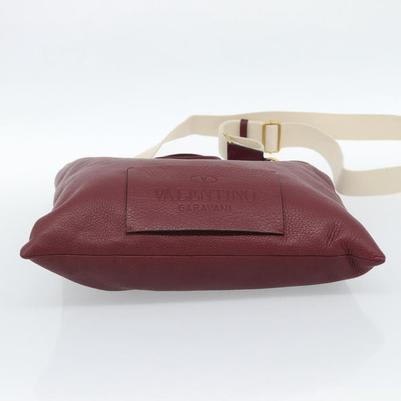 VALENTINO Tote Bag Leather 2way Bordeaux Gold Auth BA13367A