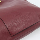 VALENTINO Tote Bag Leather 2way Bordeaux Gold Auth BA13367A-10