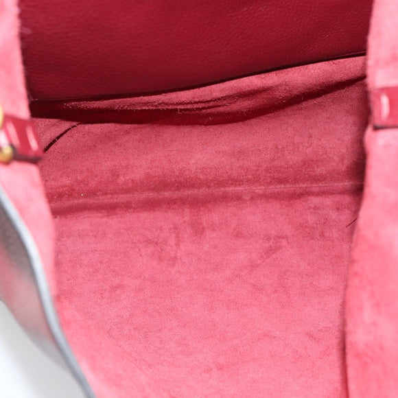 VALENTINO Tote Bag Leather 2way Bordeaux Gold Auth BA13367A