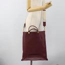 VALENTINO Tote Bag Leather 2way Bordeaux Gold Auth BA13367A-23