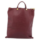 VALENTINO Tote Bag Leather 2way Bordeaux Gold Auth BA13367A-2