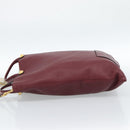 VALENTINO Tote Bag Leather 2way Bordeaux Gold Auth BA13367A-3