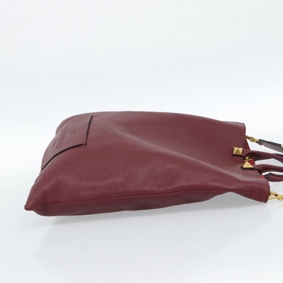 VALENTINO Tote Bag Leather 2way Bordeaux Gold Auth BA13367A