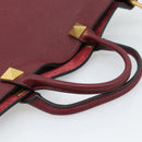 VALENTINO Tote Bag Leather 2way Bordeaux Gold Auth BA13367A-7