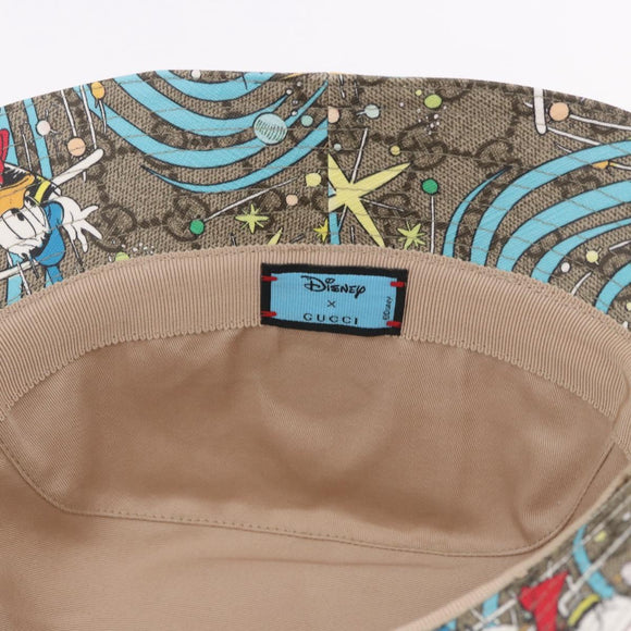 GUCCI GG Supreme Disney Donald Duck Hat PVC M Beige Auth BA13368SM
