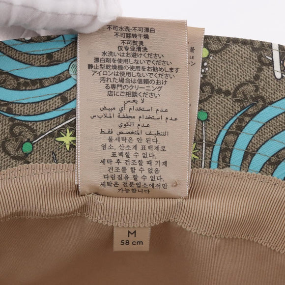 GUCCI GG Supreme Disney Donald Duck Hat PVC M Beige Auth BA13368SM