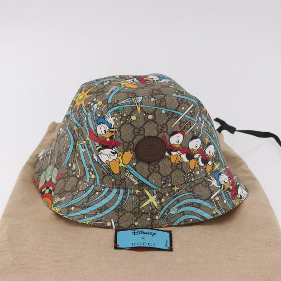 GUCCI GG Supreme Disney Donald Duck Hat PVC M Beige Auth BA13368SM