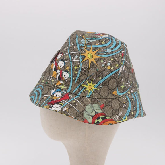 GUCCI GG Supreme Disney Donald Duck Hat PVC M Beige Auth BA13368SM