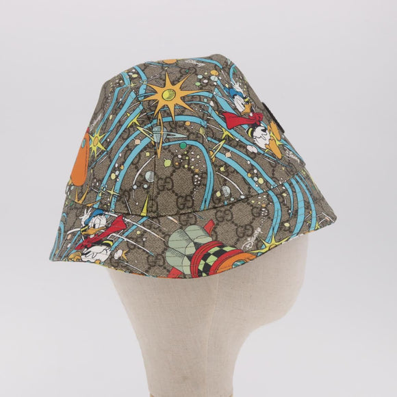 GUCCI GG Supreme Disney Donald Duck Hat PVC M Beige Auth BA13368SM