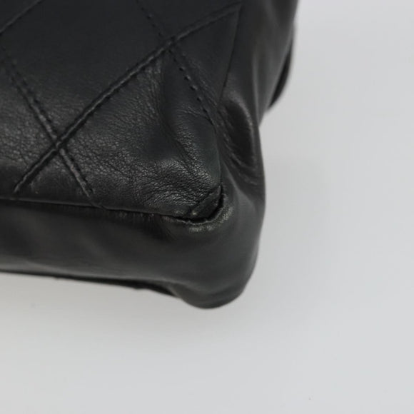 CHANEL Bicolore Waist bag Lamb Skin Black Gold CC Auth BA13369