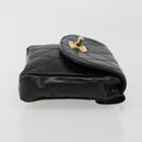 CHANEL Bicolore Waist bag Lamb Skin Black Gold CC Auth BA13369-3