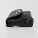 CHANEL Bicolore Waist bag Lamb Skin Black Gold CC Auth BA13369-4