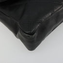 CHANEL Bicolore Waist bag Lamb Skin Black Gold CC Auth BA13369-14