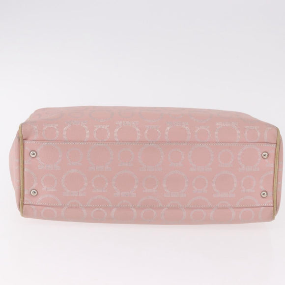 Salvatore Ferragamo Gancini Handtas Leer PVC Roze Zilver Orig. BA13376