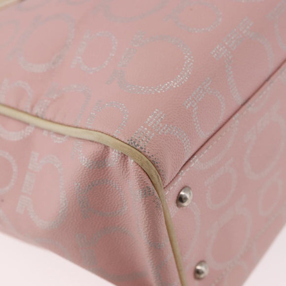 Salvatore Ferragamo Gancini Handtas Leer PVC Roze Zilver Orig. BA13376