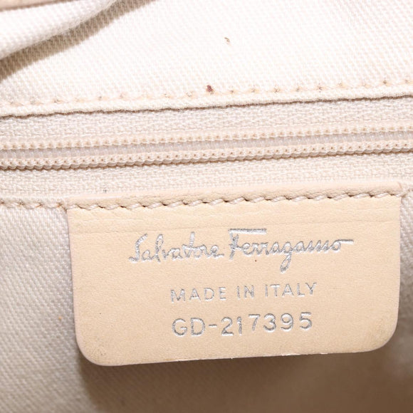 Salvatore Ferragamo Gancini Handtas Leer PVC Roze Zilver Orig. BA13376