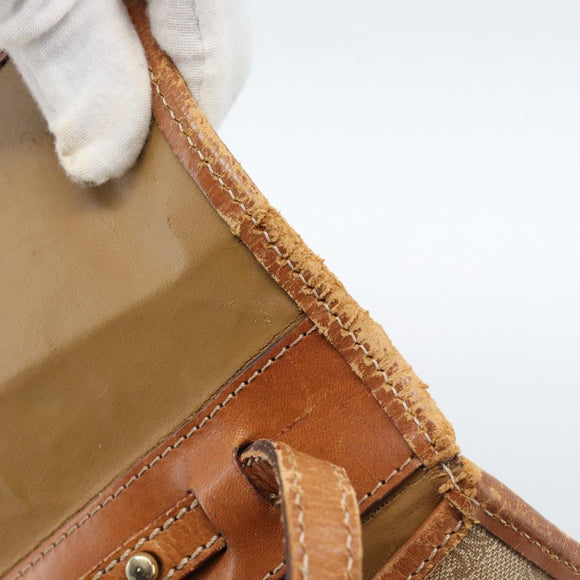CELINE Macadam Canvas Schoudertas PVC Beige Goud Auth BA13377