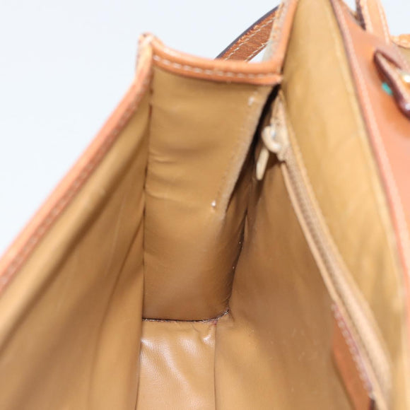 CELINE Macadam Canvas Schoudertas PVC Beige Goud Auth BA13377