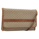 CELINE Macadam Canvas Schoudertas PVC Beige Goud Auth BA13377-1