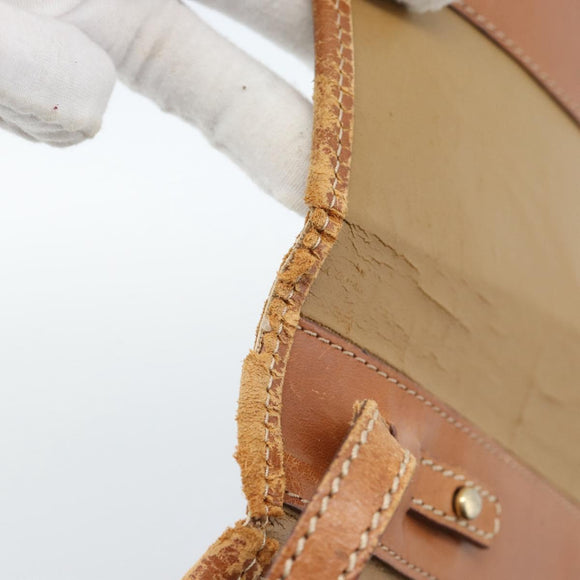 CELINE Macadam Canvas Schoudertas PVC Beige Goud Auth BA13377