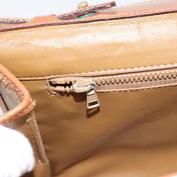 CELINE Macadam Canvas Schoudertas PVC Beige Goud Auth BA13377