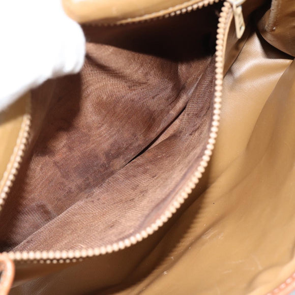 CELINE Macadam Canvas Schoudertas PVC Beige Goud Auth BA13377