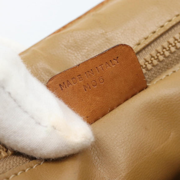 CELINE Macadam Canvas Schoudertas PVC Beige Goud Auth BA13377