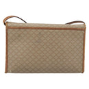 CELINE Macadam Canvas Schoudertas PVC Beige Goud Auth BA13377-2