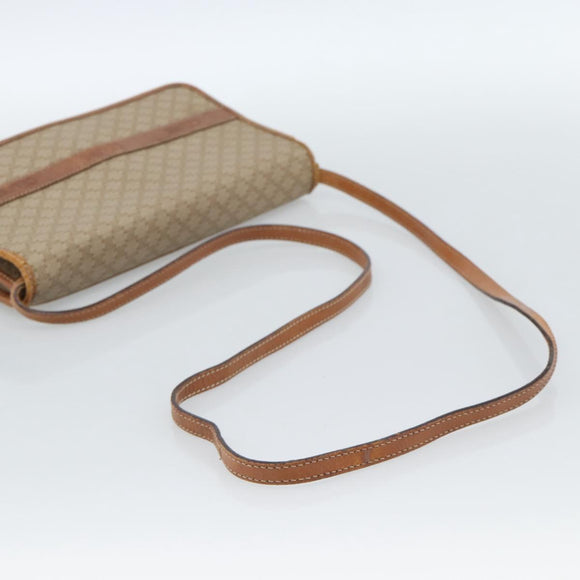 CELINE Macadam Canvas Schoudertas PVC Beige Goud Auth BA13377