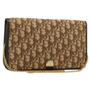 Christian Dior Trotter Canvas Chain Shoulder Bag Beige Gold Auth BA13378-1