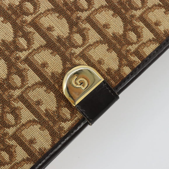 Christian Dior Trotter Canvas Chain Shoulder Bag Beige Gold Auth BA13378