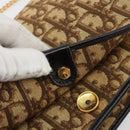 Christian Dior Trotter Canvas Chain Shoulder Bag Beige Gold Auth BA13378-10