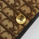 Christian Dior Trotter Canvas Chain Shoulder Bag Beige Gold Auth BA13378-18