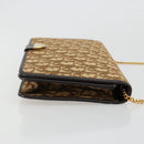 Christian Dior Trotter Canvas Chain Shoulder Bag Beige Gold Auth BA13378-3