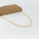 Christian Dior Trotter Canvas Chain Shoulder Bag Beige Gold Auth BA13378-7