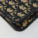 Christian Dior Trotter Canvas Chain Shoulder Bag Navy Gold Auth BA13379-16