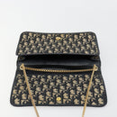 Christian Dior Trotter Canvas Chain Shoulder Bag Navy Gold Auth BA13379-10