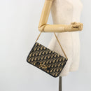 Christian Dior Trotter Canvas Chain Shoulder Bag Navy Gold Auth BA13379-20