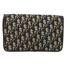 Christian Dior Trotter Canvas Chain Shoulder Bag Navy Gold Auth BA13379-2