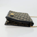 Christian Dior Trotter Canvas Chain Shoulder Bag Navy Gold Auth BA13379-3