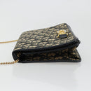 Christian Dior Trotter Canvas Chain Shoulder Bag Navy Gold Auth BA13379-4