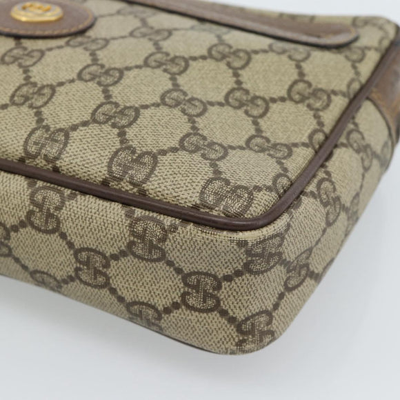 GUCCI GG Supreme Clutch Bag PVC Beige Gold 018 123 6021 Auth BA13380
